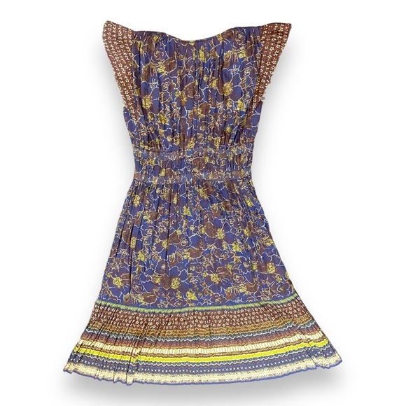 Current Air Pleated Floral Midi Dress Purple Combo Sz M - Picture 4 of 7